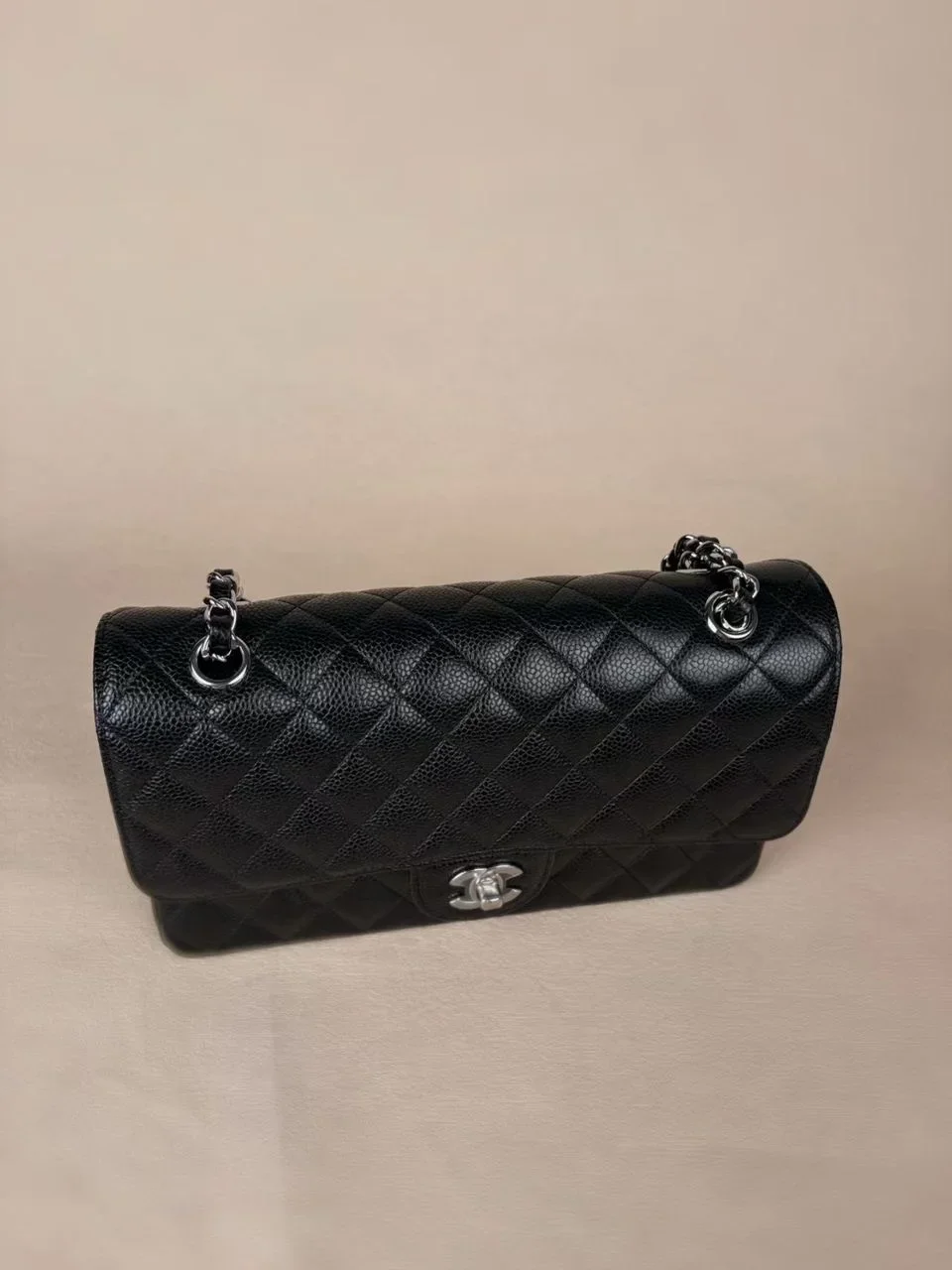 Chanel Classic Flap Medium 25 Black Silver Hardware Bag product view 4