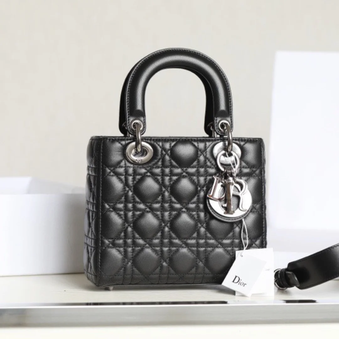 Dior My Lady Women’s Handbag Black Silver Lock 20x16cm product view 1