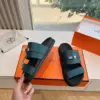 Hermès Women Green Leather Strappy Sandals product view 6