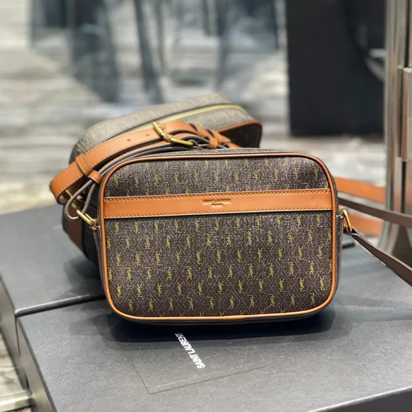 Saint Laurent Canvas Smooth Calfskin Le Monogramme Camera Bag Chestnut product view 1