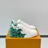Louis Vuitton Men White Leather Sneakers With Green Graphic product view 1