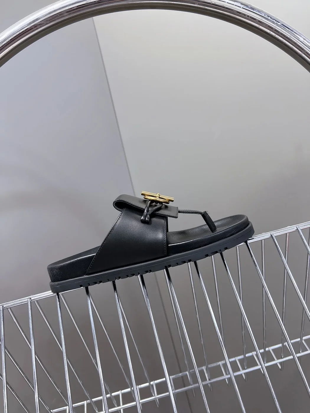 Hermès Women Black Leather Sandals product view 6