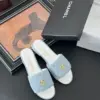 Chanel Women Light Blue Quilted Fabric Slides product view 6