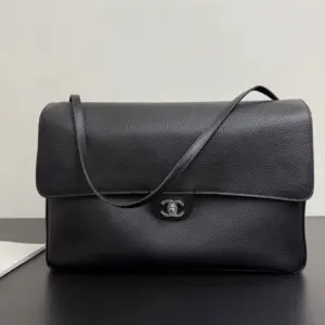 Chanel Maxi Flap 38 Black Silver Hardware Bag product view 1