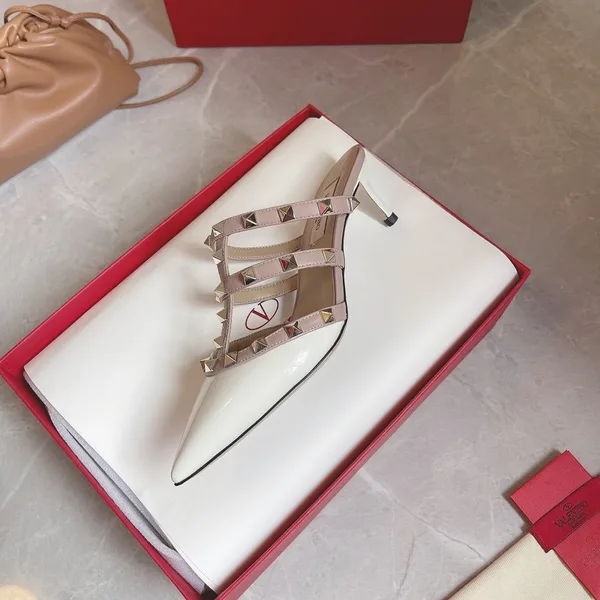 Valentino Women White Patent Leather Studded Mules product view 5