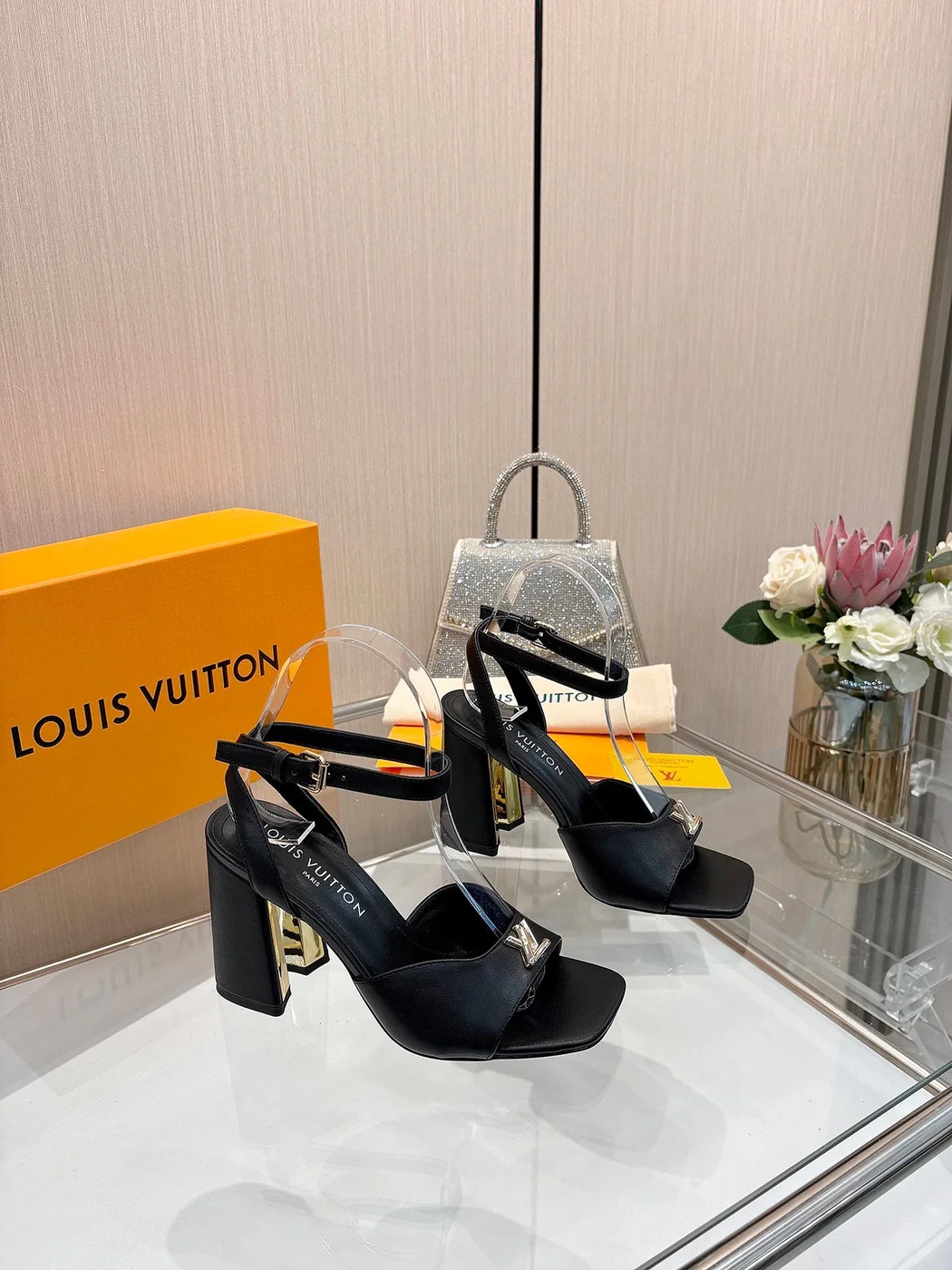 Louis Vuitton Women Black Platform Ankle-Strap Sandals product view 1