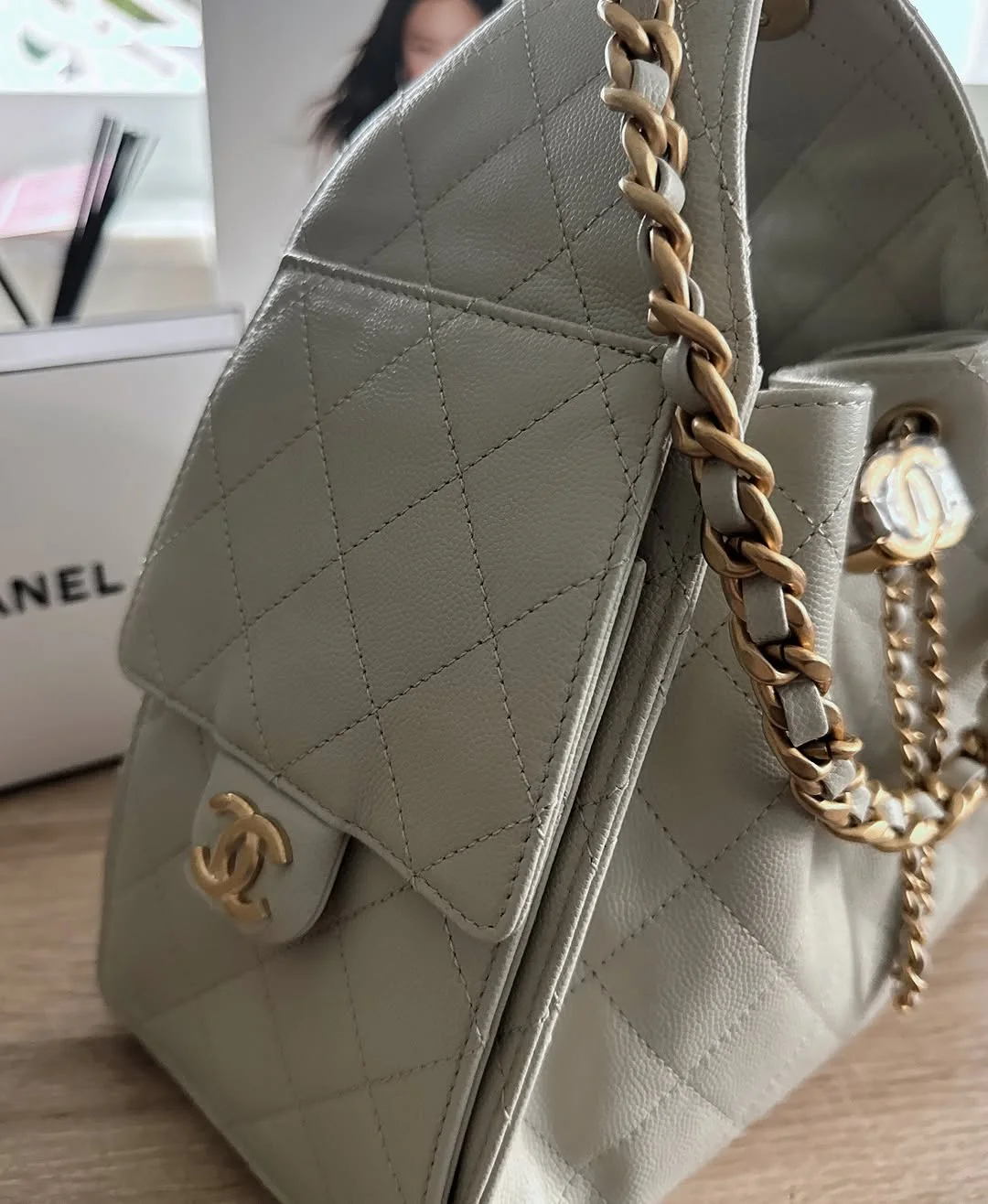 Chanel Small 25 Grey with Gold Hardware Bag product view 5