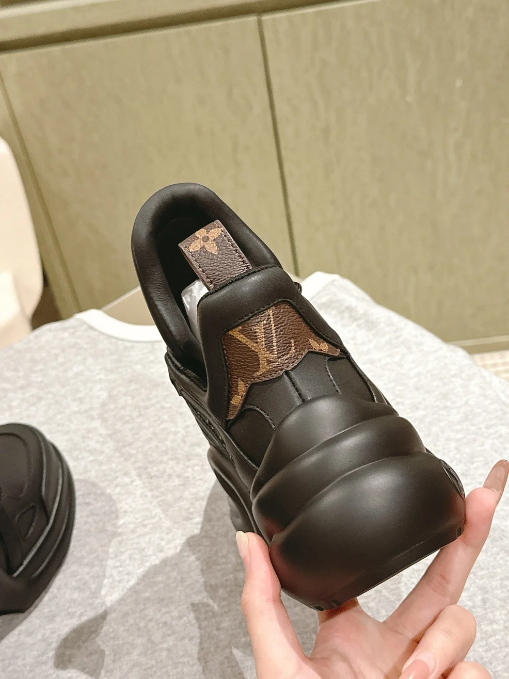 Louis Vuitton Women Black Leather Sporty Chunky Sneakers product view 2