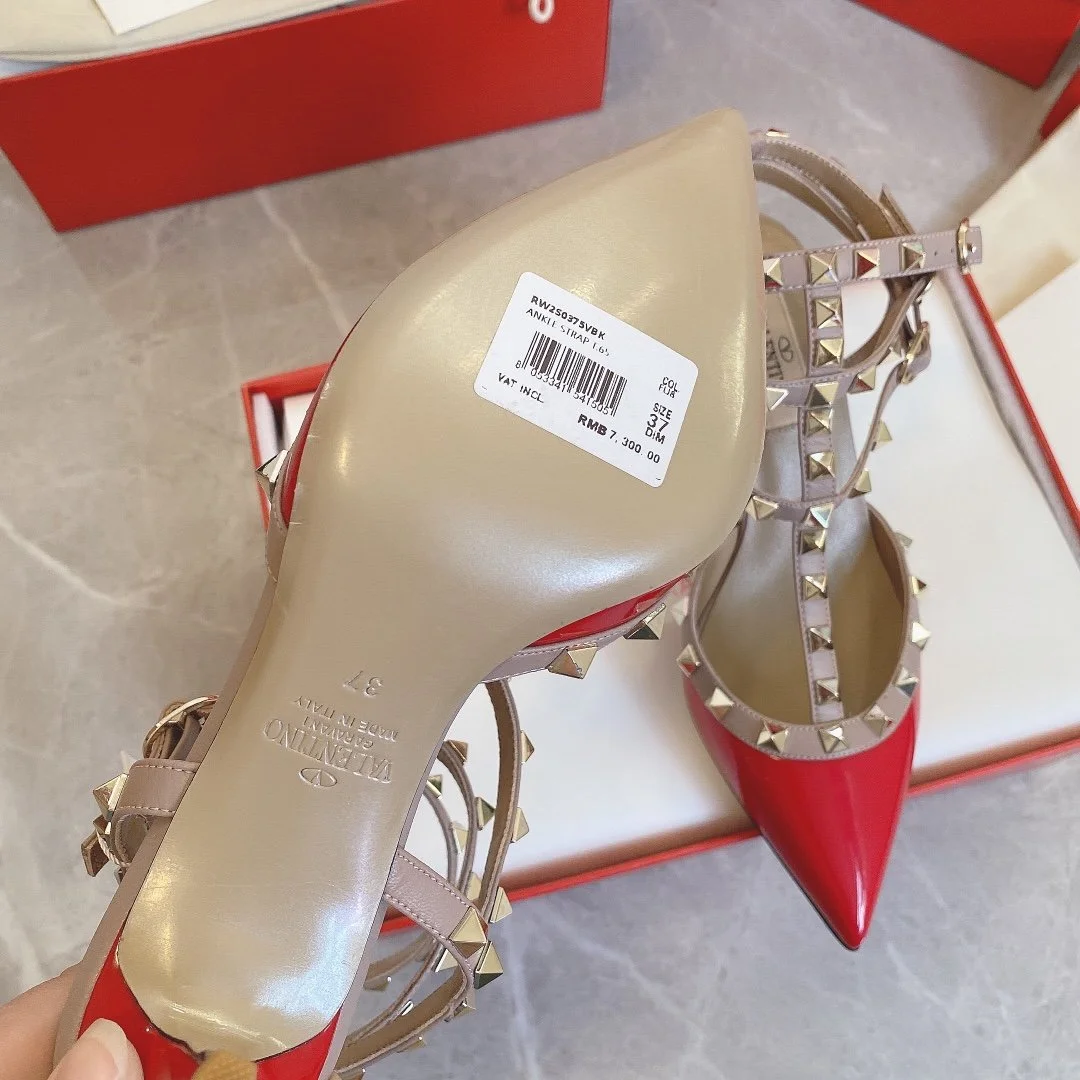 Valentino Women Red Patent Leather Studded Heels product view 5