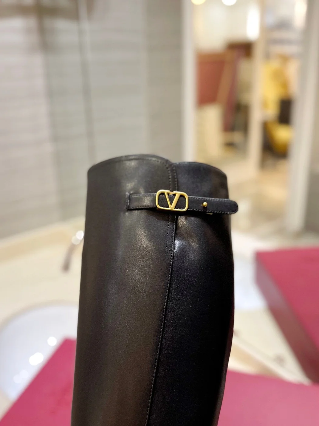Valentino Women Black Leather Knee High Boots product view 2