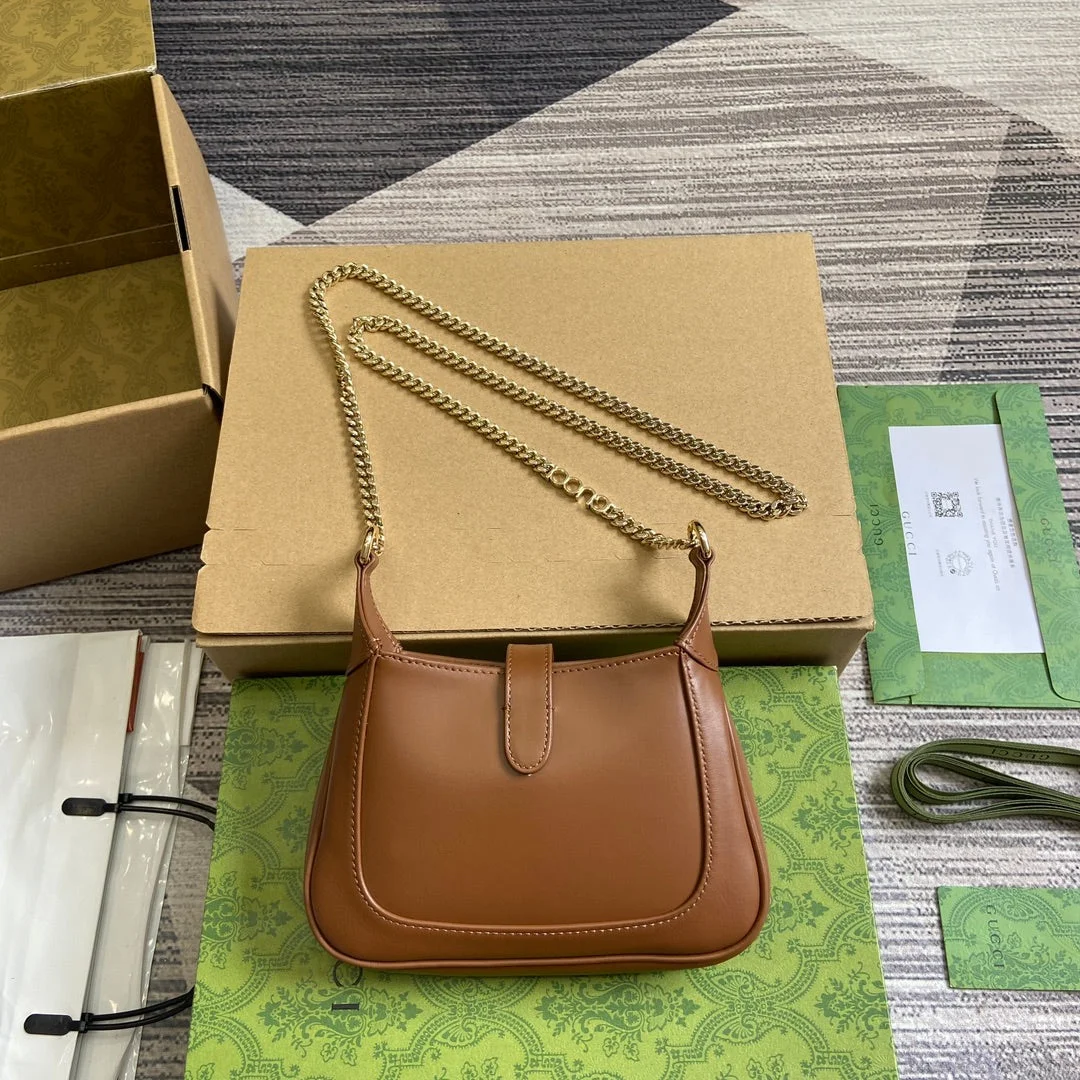 Gucci Jackie Notte Mini Bag 19 In Tawny Brown Calfskin Gold Hardware product view 6