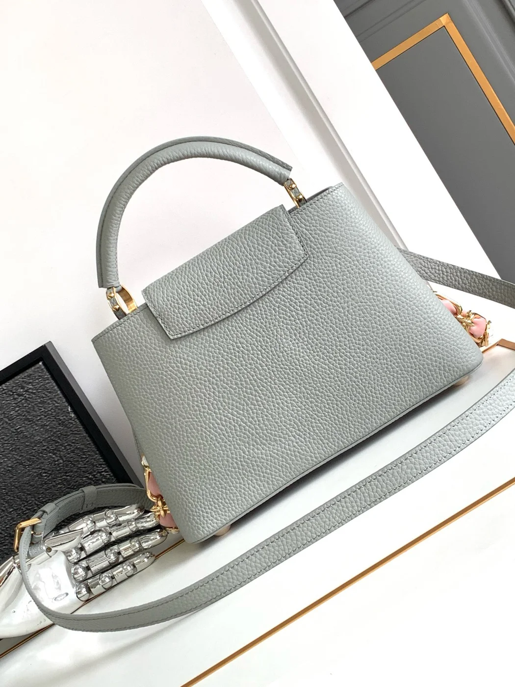 Louis Vuitton Capucines BB Woman’s Grey Blue Handbags 27x18x9cm product view 3
