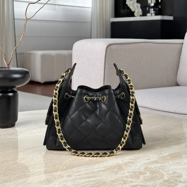 Chanel 25 Mini Black Gold hardware Bag product view 2