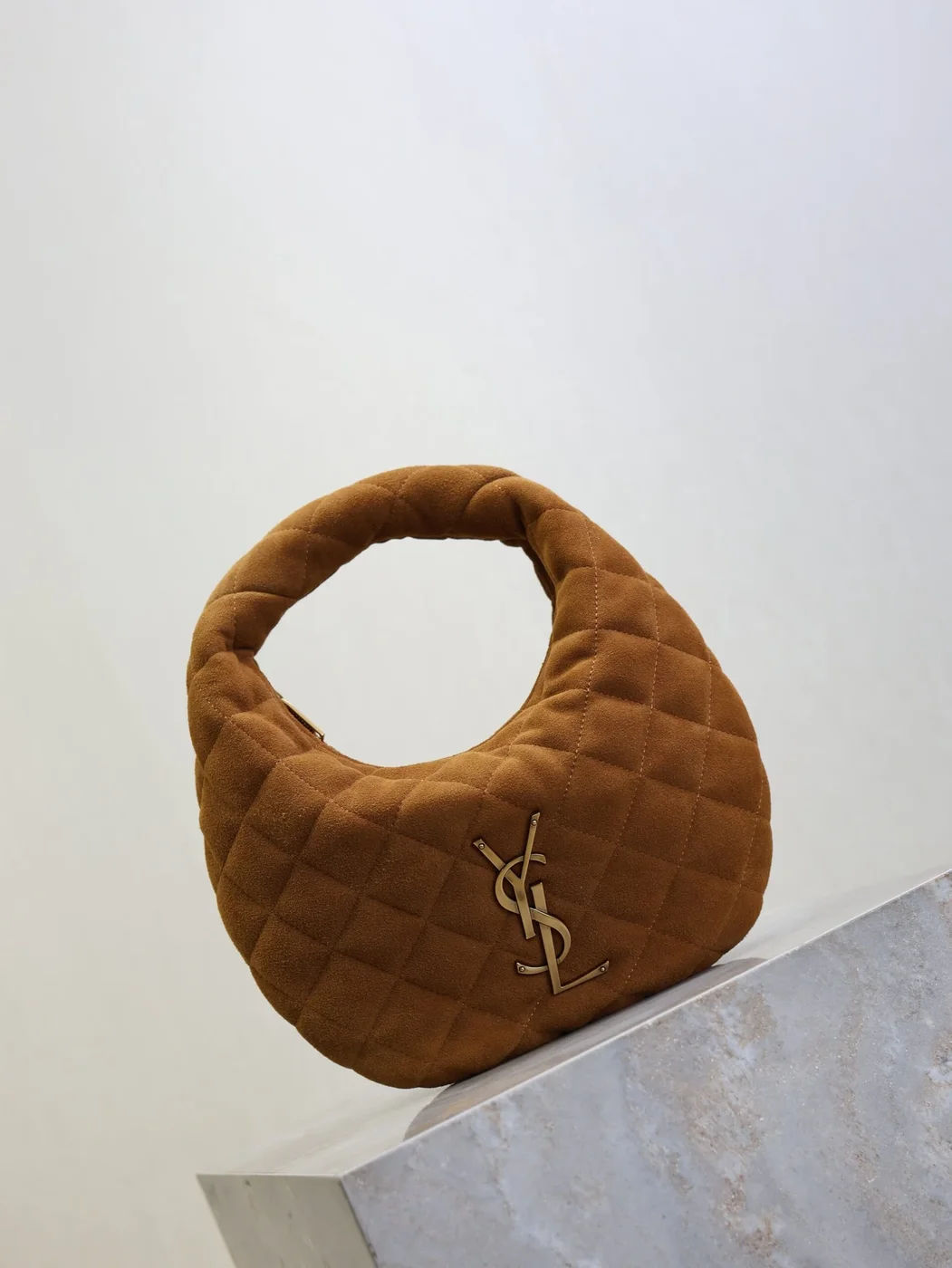 Saint Laurent Icarino Mini 17 In Caramel Quilted Suede Gold Hardware Bag product view 1