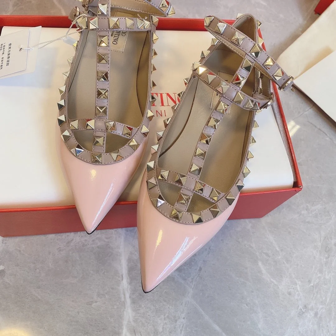 Valentino Women Pink Patent Leather Studded Flats product view 6