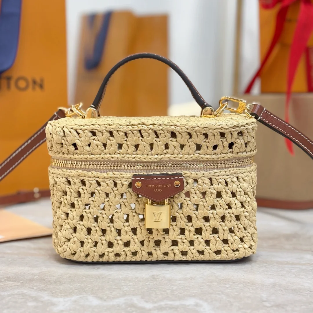 Louis Vuitton Vanity Chain Pouch in raffia product view 1