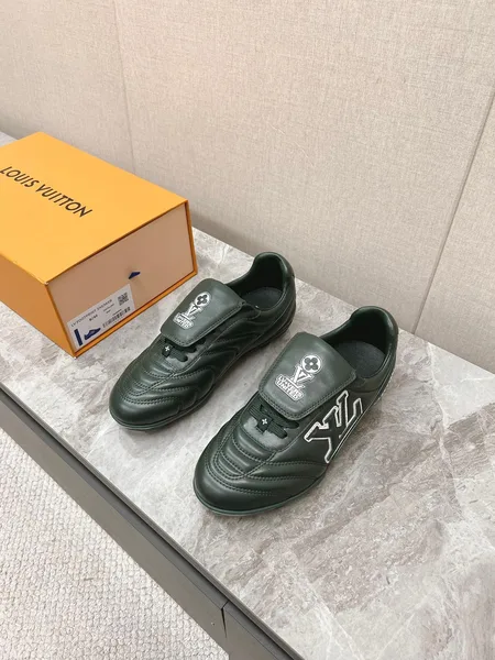 Louis Vuitton Women Dark Green Leather Sneakers product photo