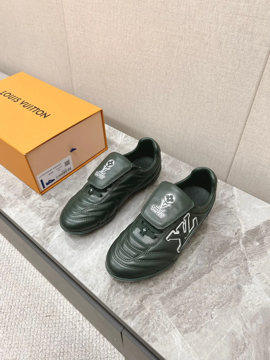 Louis Vuitton Women Dark Green Leather Sneakers product view 1