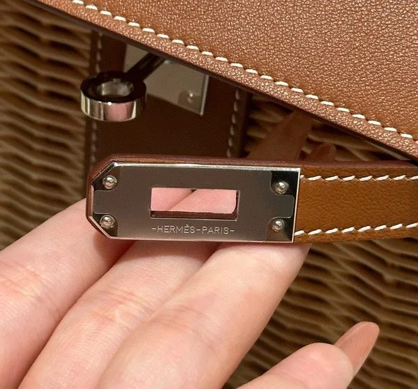 Hermès Kelly Picnic Handbag In Brown  Natural Leather And Wicker Silver Hardware product view 2