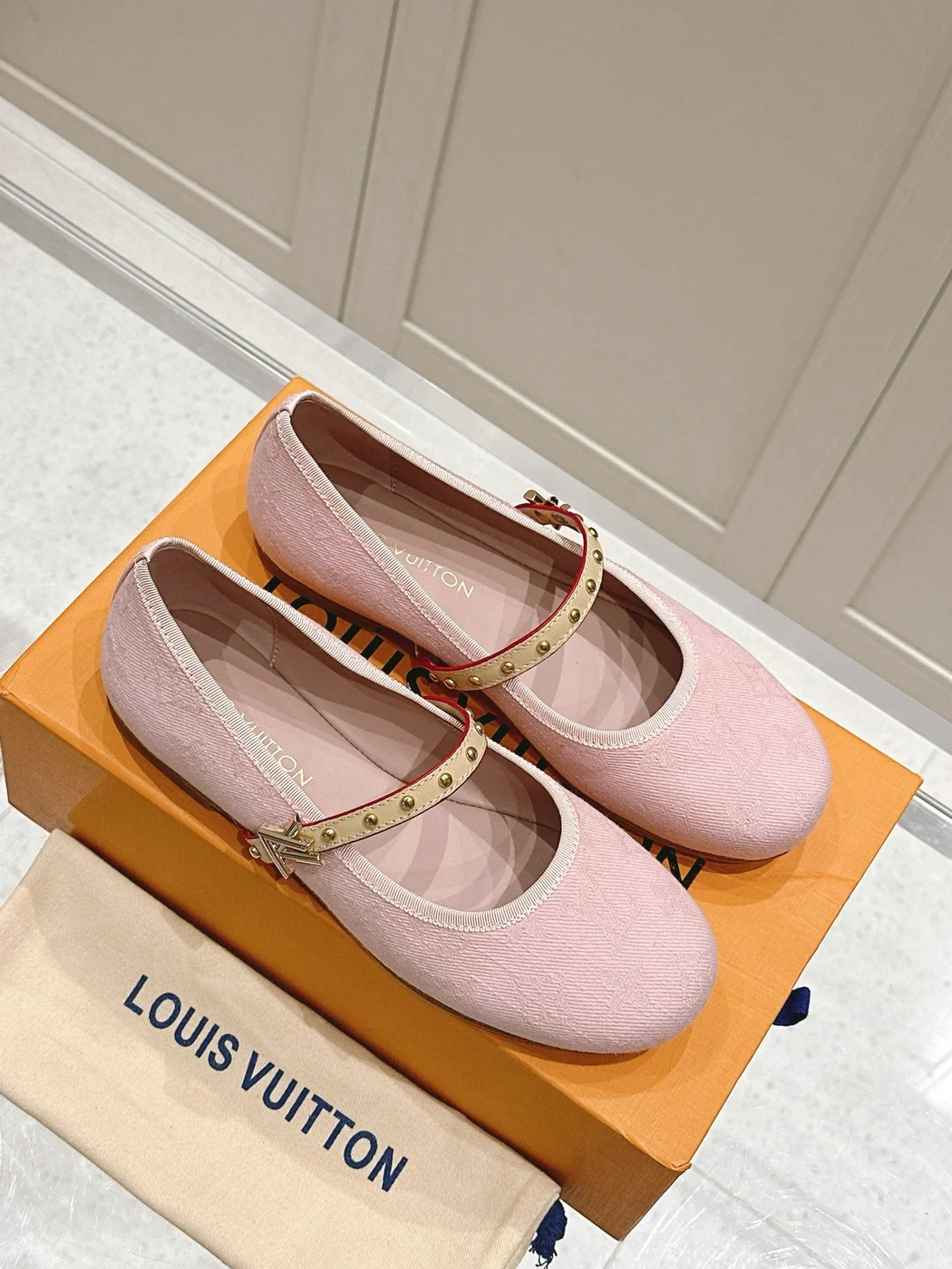 Louis Vuitton Women Pink Fabric Mary Janes Heels product view 1