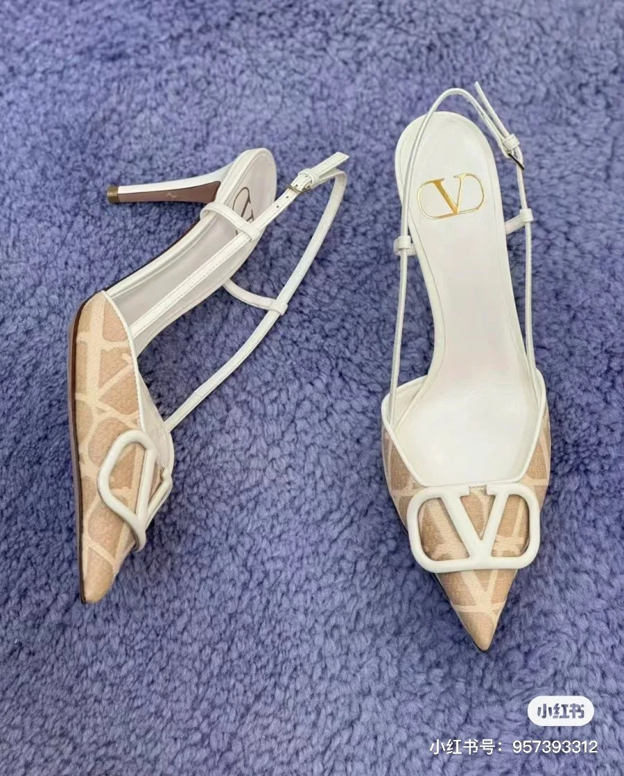 Valentino Women White Mesh Slingback Pumps product view 5