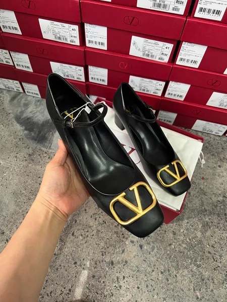 Valentino Women Black Leather Heels product view 1