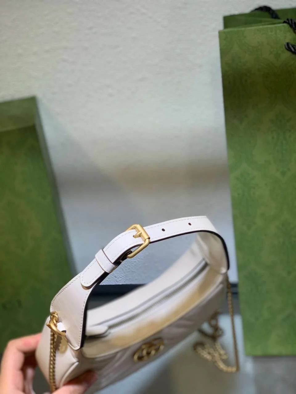 Gucci GG Marmont Half Moon Handbag White 24 cm product view 6