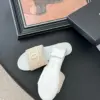 Chanel Women Beige Woven Fabric Slides product view 5