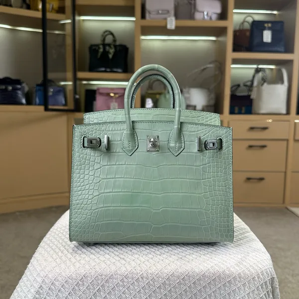 Hermès Birkin 20 cm Mint Green Crocodile Leather Silver Hardware Bag product view 1