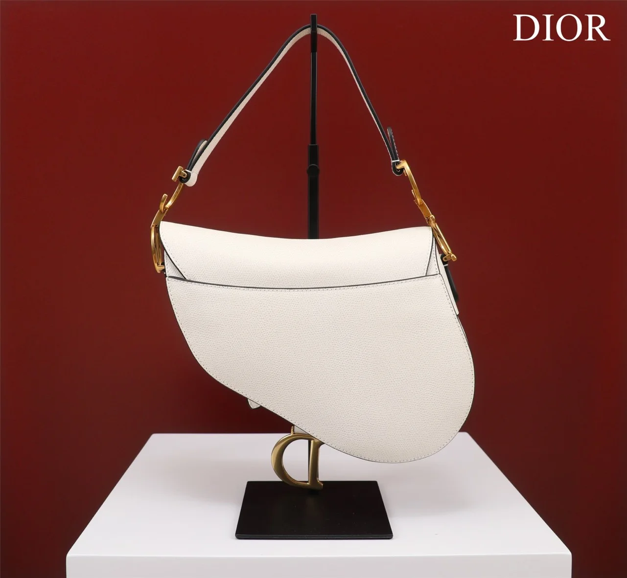 Dior Saddle Handbags White Color With Lock Yellow Gold 25x20x6.5 cm product view 8
