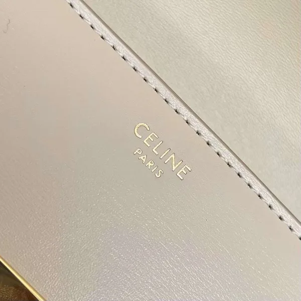 Celine Triomphe Handbag Milky White Smooth Leather 20x12cm product view 3
