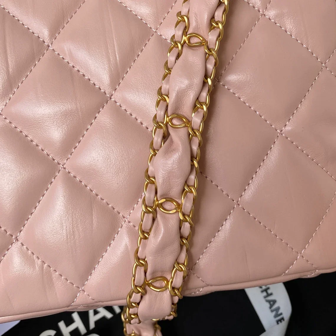 Chanel Small Flap Bag 20 In Peach Pink Lambskin Gold Hardware product view 4