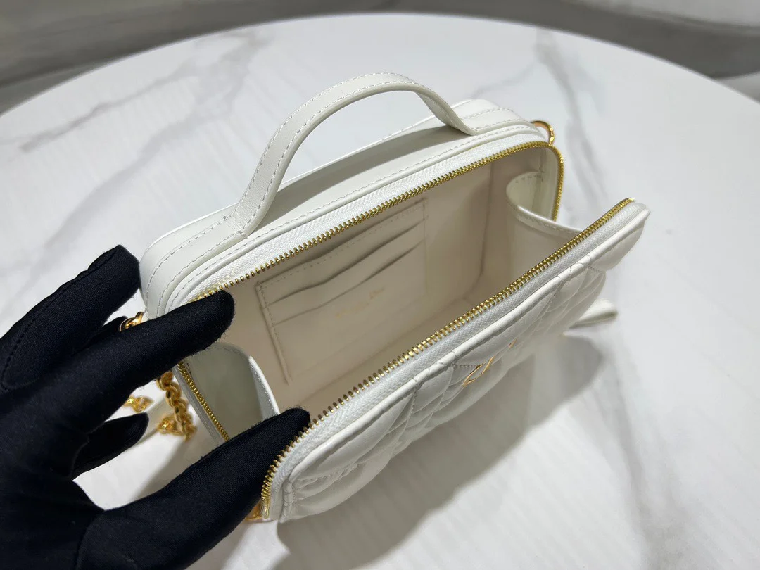 Dior Plaid Handbag Smooth White Leather 18 cm product view 8