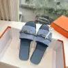 Hermès Women Blue Suede Flat Slide Sandals product view 5
