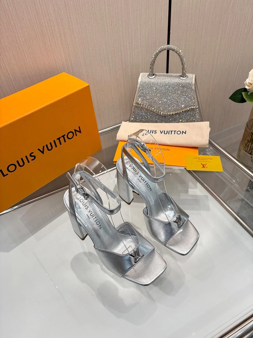 Louis Vuitton Women Silver Leather Heels product view 5