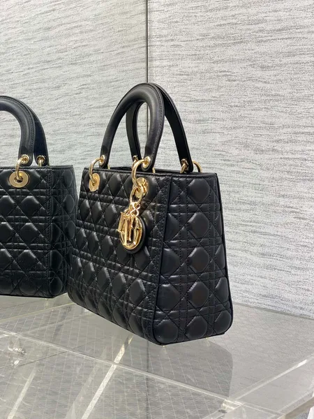 Dior Lady Black Gold Hardware (Medium size) Bag product view 4