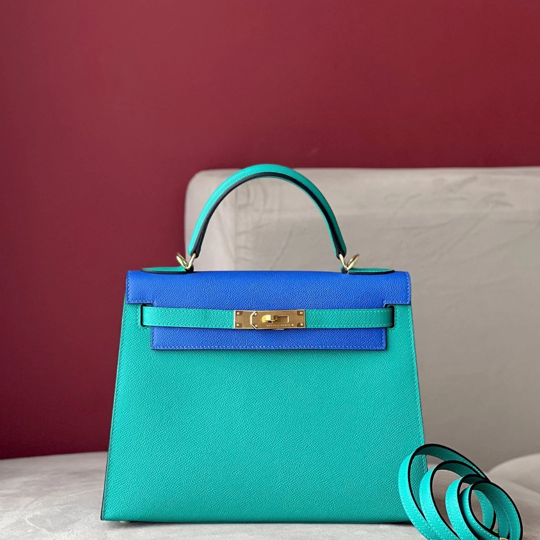 Hermès Kelly 28 Epsom Light Blue/ Electric Blue Palladium Hardware Bag product view 1