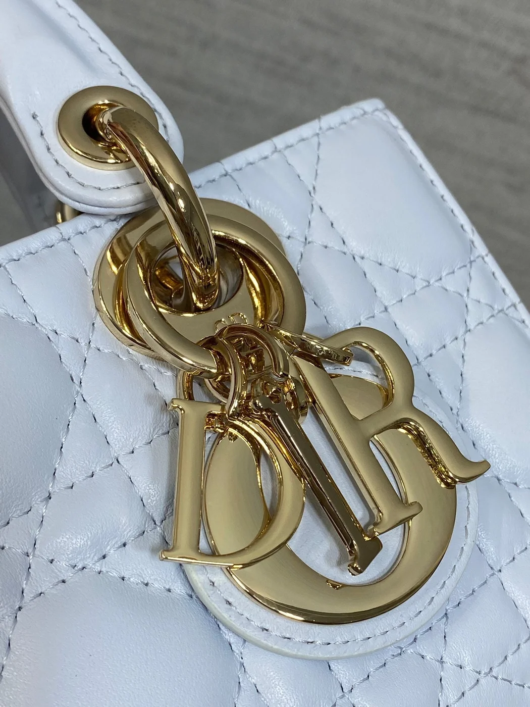 Dior Small Lady D‑Joy Bag 19 In Light Blue Gold Hardware product view 3