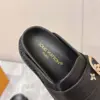 Louis Vuitton Women Black Leather Mules — Round Gold-Tone Buckle Detail product view 2