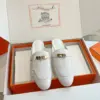 Hermès Women White Leather Mules product view 3