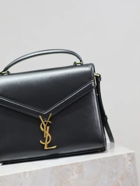 Saint Laurent Cassandra Top Handle Bag Medium Black Smooth Lambskin Gold Hardware product view 4