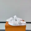 Louis Vuitton Men White Canvas Multicolor Logo Slides product view 4