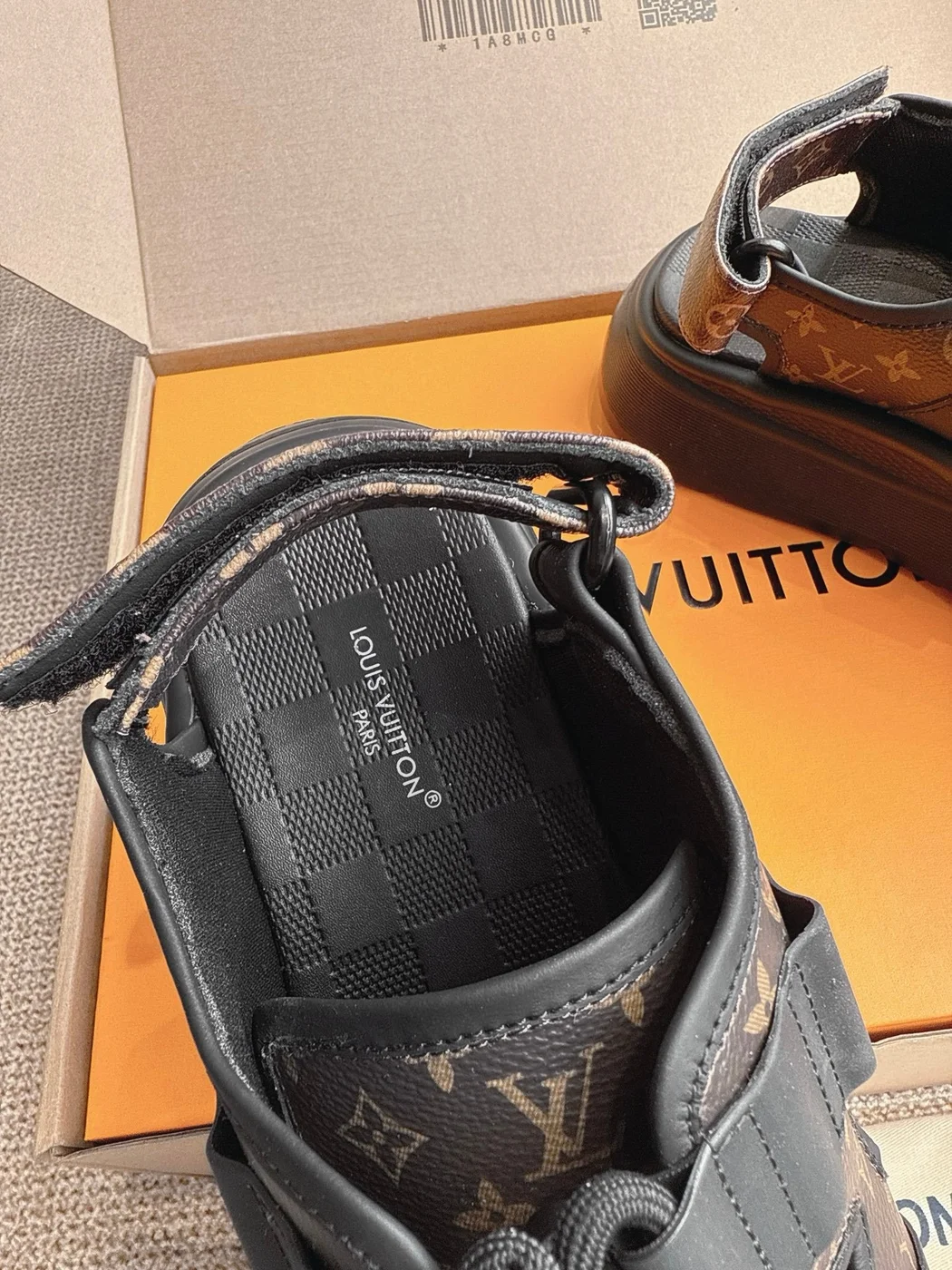 Louis Vuitton Women Brown Leather Patterned Sandals product view 2