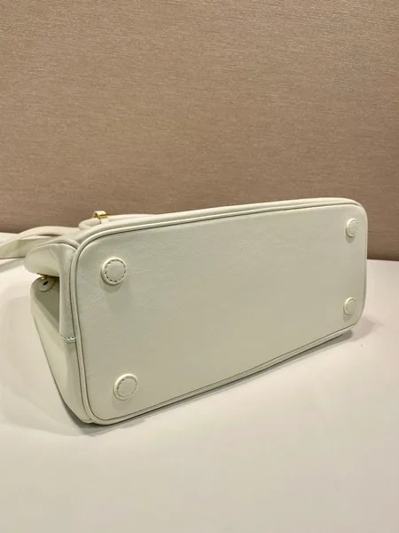 Prada Medium Galleria Bag 28 In White Smooth Calfskin Gold Hardware product view 4