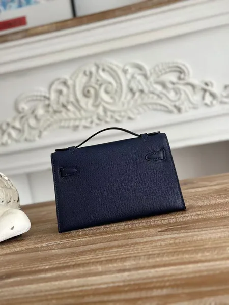 Hermès Kelly Mini Pochette 22 In Navy Blue Bag product view 8