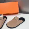 Hermès Women Beige Suede Leather Slippers product view 6