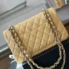 Chanel Classic Handbags Beige Leather With Lizard Skin 23 cm product view 6