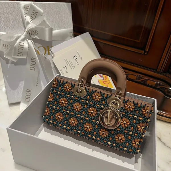 Dior D-Joy Medium Handbag With Beaded Pattern 26 cm product view 1