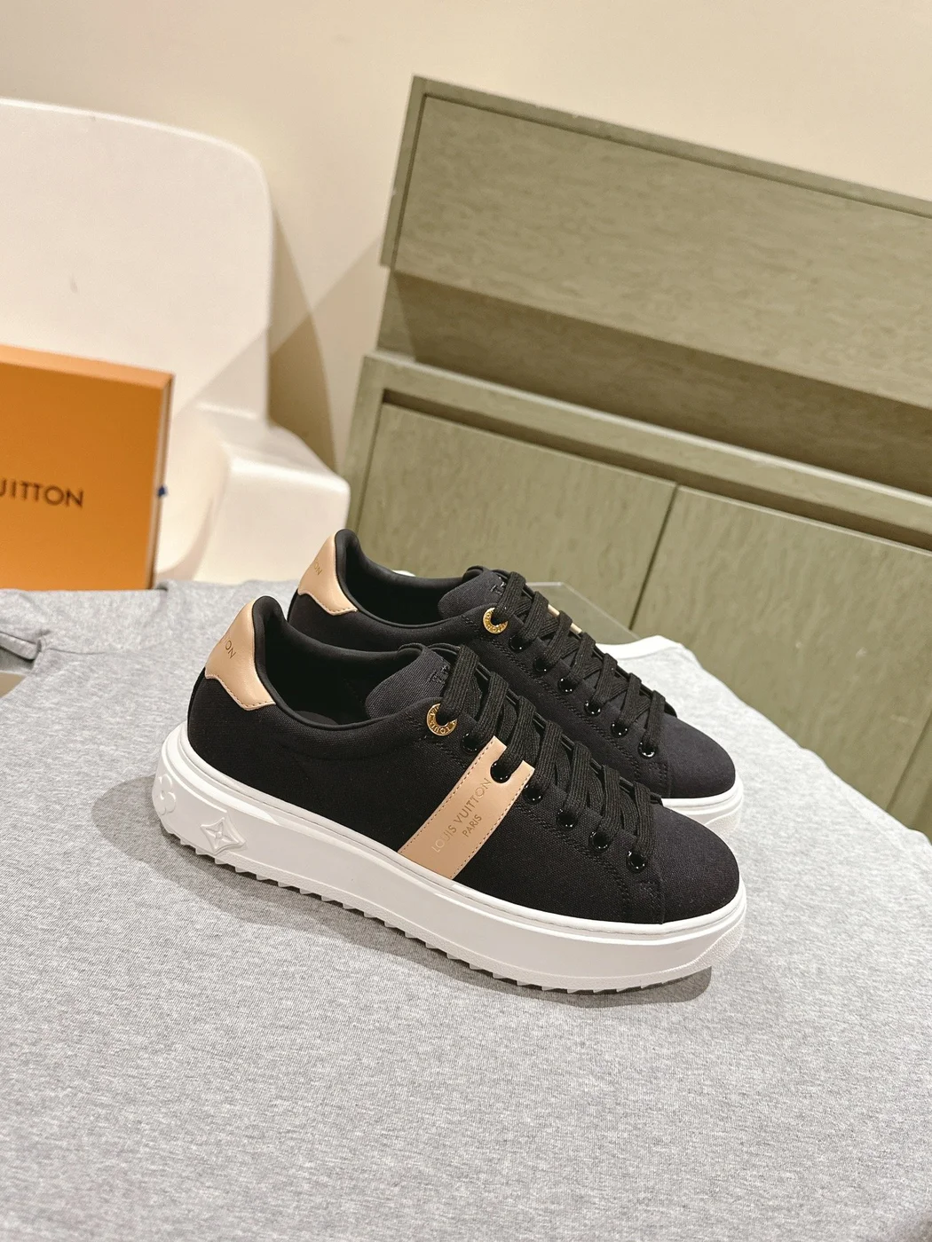 Louis Vuitton Women Black Canvas Sneakers product view 3