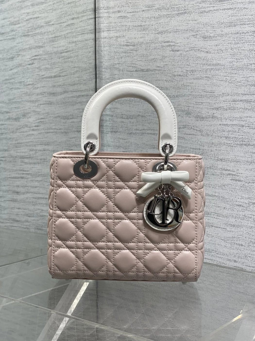 Dior Small Lady Dior Bag in Two-Tone Soupir Pink product view 2